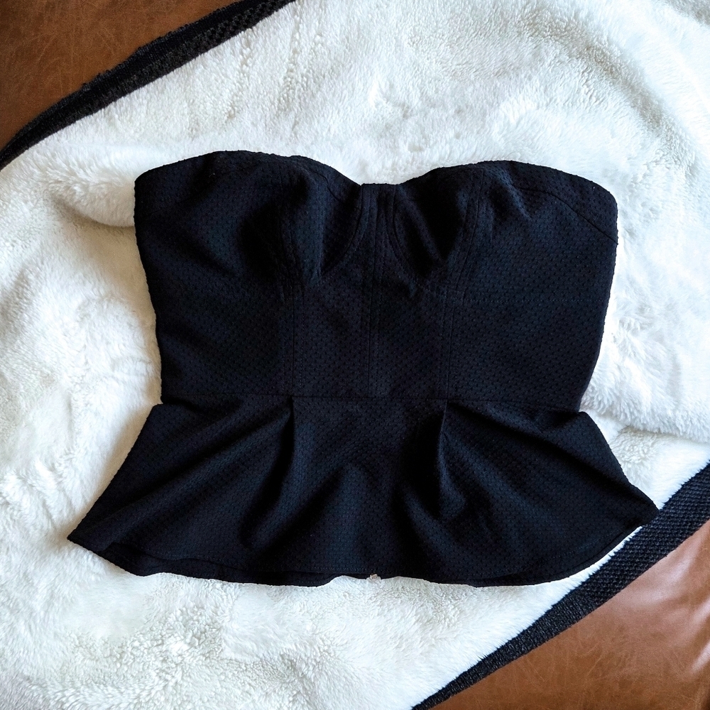 Express Black Strapless Peplum Bustier (Size 0 Petite)